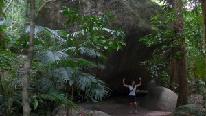 Holding up the big rock at Mossman Gorge