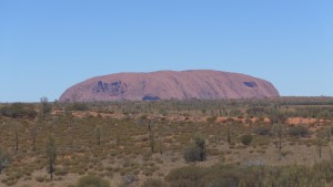 Distant sighting of Uluru (still quite far)