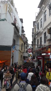 Christmas shopping crowd, Macau