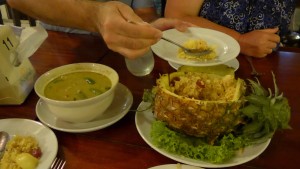 Pineapple rice and our last supper with Christine and Paul