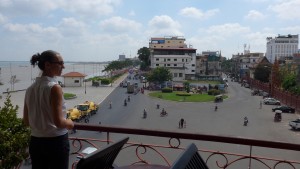 View from our room (temple to R, river to L)