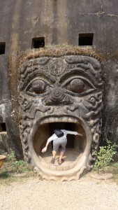 Entering the mouth at Buddha Park, Vientiane