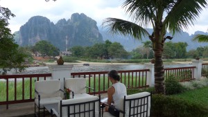 View from hotel grounds, Vang Vieng