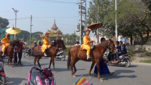 Procession heading towards temples, Mandalay